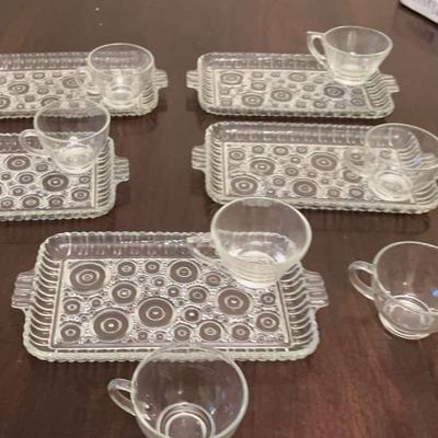 (5) Anchor Hocking Glass Serve-snack Set & More