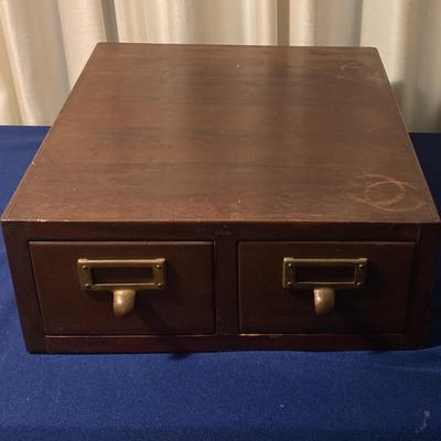 Early 20th Century Antique Oak Desk Top Two Draw File Cabinet 