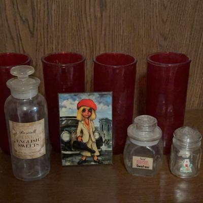 Print Of Big Eyes Bonnie By Michael Thomas On Wood, Vintage Jars, And Candle Jars