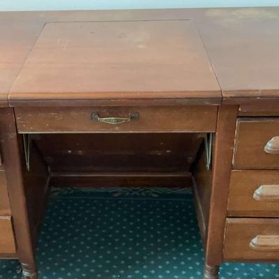 Vintage Desk With IBM Typewriter Inside 48” X 30” & More 