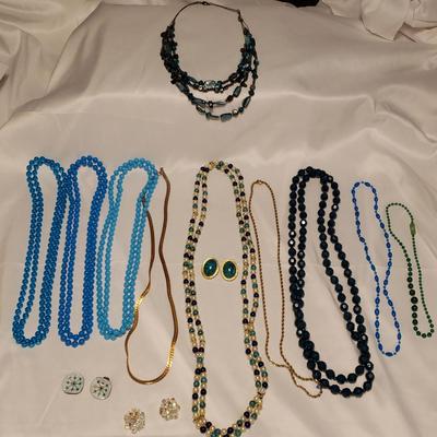 Shades of Blue Gold Tones and Pearl Necklaces & More 