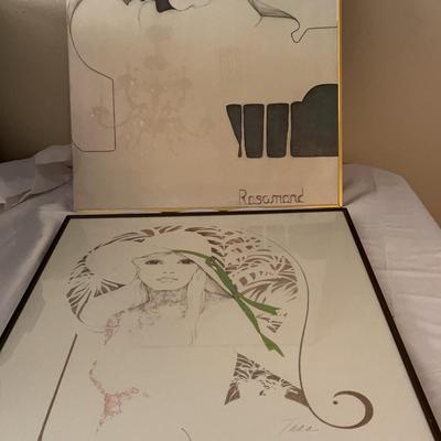 Unframed Lithograph ‘Blue Ice’ By Rosamond (1970’s) & Framed Lithograph Titled “Rosamond” By Tara 