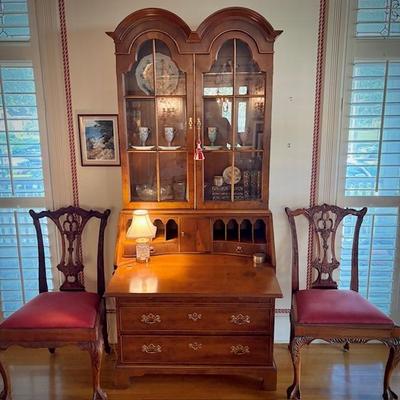 Vintage Henredon walnut secretary and hutch