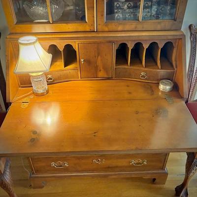 Vintage Henredon walnut secretary and hutch
