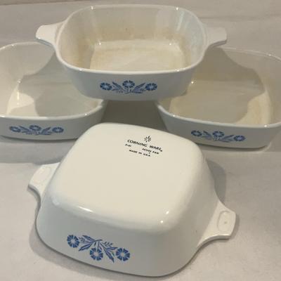 Set Of 4 Corning Ware Petite Pans Cornflower Pattern