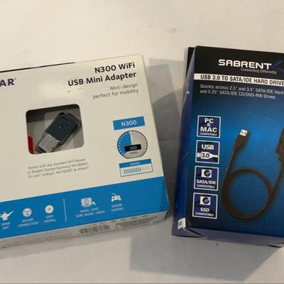 Set Of Adapters Netgear N300 Wifi Usb Mini & Sabrent Hard Drive 