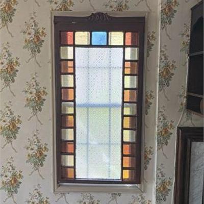 Large Vintage Stained Glass Casement Window Panel.jpg