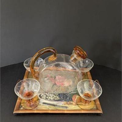 Vintage Etched Cordial Set .jpg
