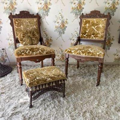 Victorian Accent Chairs & Foot Stool .jpg