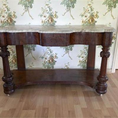 Antique Mahogany & Marble Console Table.jpg