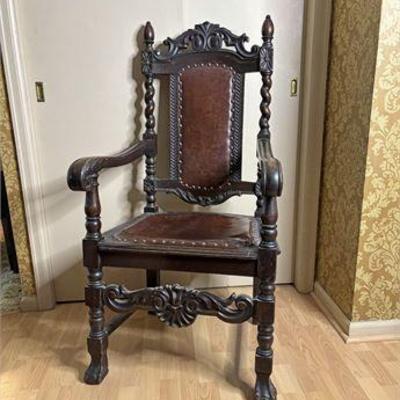 Antique Jacobean Carved Arm Chair .jpg