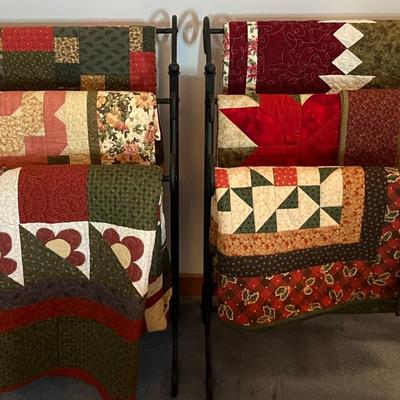 2 Quilt Racks and Quilts (See Pictures for Sizes)