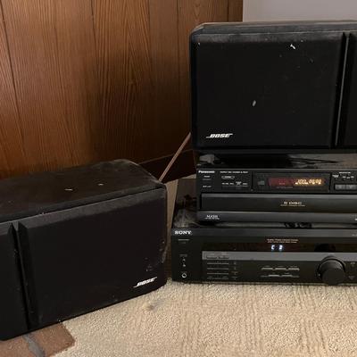 Panasonic 5 Disc CD Changer, Sony FM Stereo /FM-AM Receiver, and 2 Bose Speakers