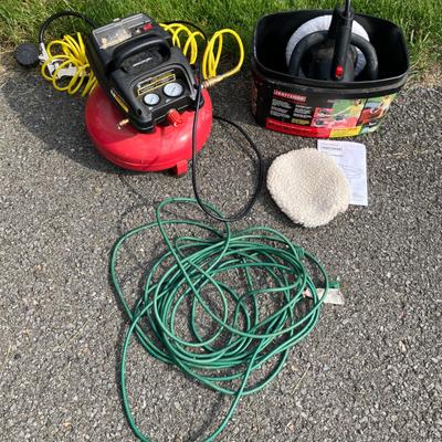Central Pneumatic 3 Gallon Air Compressor & Craftsman 10-Inch Buffer/Polisher with 1 Extension Cord