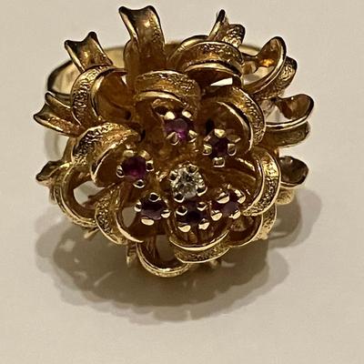 14K Ring with Small Stones