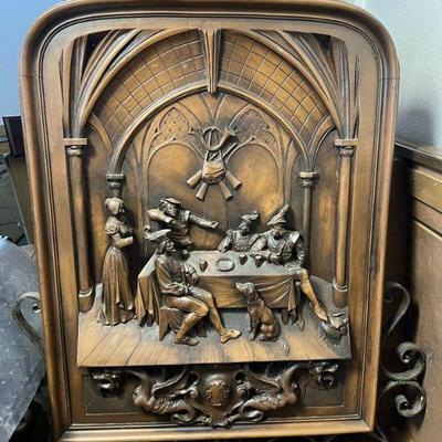Vintage French Pub Inn Faux Wood Carving Reproduction Wall Decor. 