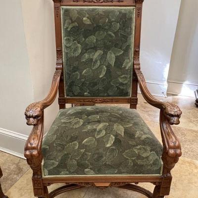 Antique Wood Carved Chairs w/Velvet Upholstery (Set of 2) - also have matching sofa
