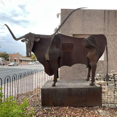 Large Longhorn Sculpture - Measures 10' tall (including base).  There is also one without the base available.