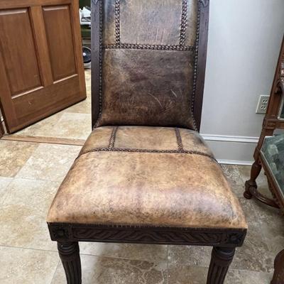 Rustic Leather Dining Chairs (Set of 6)