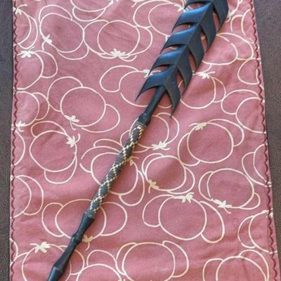 Carved wood staff crest