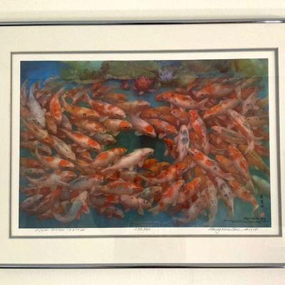 Chang khee chee 100 koi” 5:500 giclee framed print w:coa