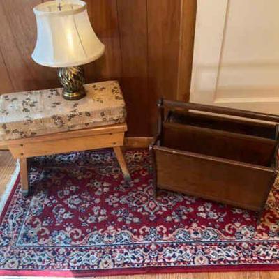 Decorative decor small brass lamp bench, rug & magazine rack