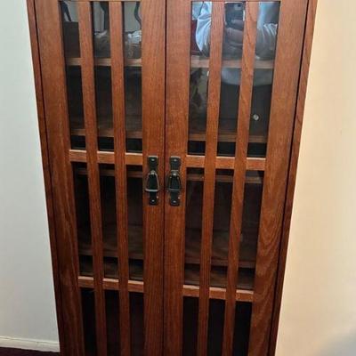 Craftsman style glass door cabinet