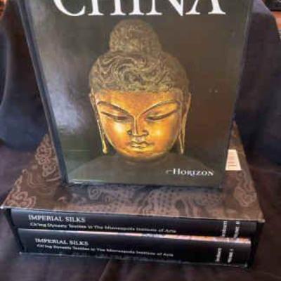 Two vols horizon china & two vols. imperial silks collector books