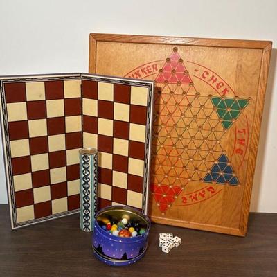 Chinese checkers board and marbles