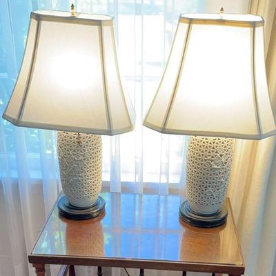Blanc de chine chinese vase lamps reticulated porcelain