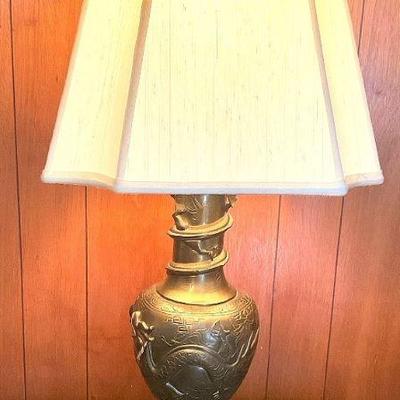 Chinese brass dragon vase 3 way table lamp