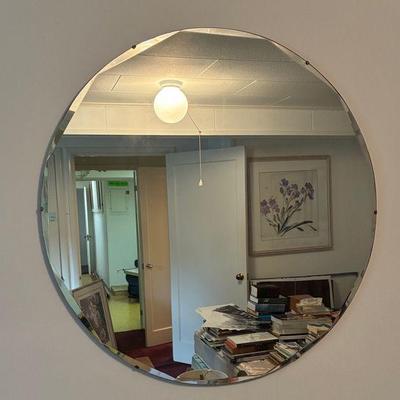 Round beveled wall mirror