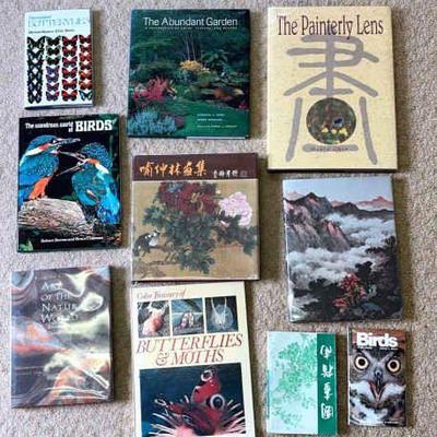 Assorted books on art nature