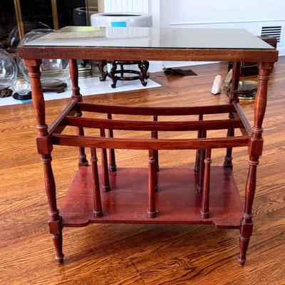 Mersman wood side table with book holder
