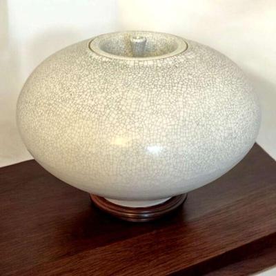 Crackle glaze lidded jar or vase