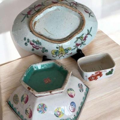 Antique chinese porcelain bowl tray