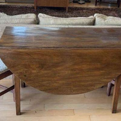 Antique drop leaf gate leg table with two complementing chairs