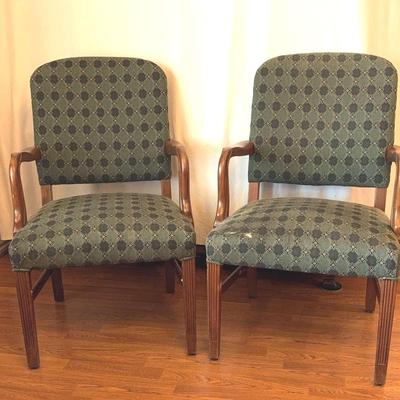 Pair Of Wood And Fabric Side Chairs