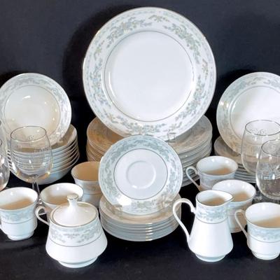 Floral Blue And Gold Somerset China ( Set Of 43)