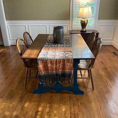Custom table with quilt frame base.
