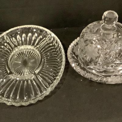 Five Piece Set Of Crystal Serving Trays 