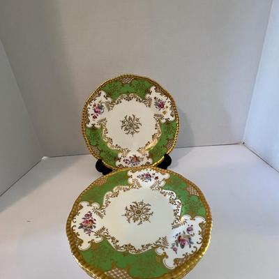4 Vintage Coalport Porcelain Plate with Gold Gilding and Floral Design