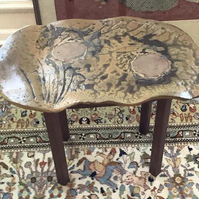 Small Occasional Table With Hand Thrown Pottery Top
