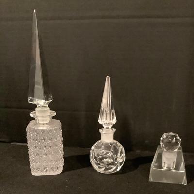 Set Of Three Perfume / Scent Crystal Bottles 