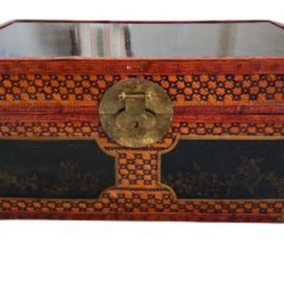 Vintage Chinese Chinoiserie Hand-Made Trunk Chest