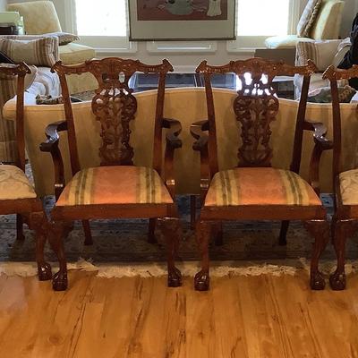 Set Of Six Exquisitely Carved Chippendale Dinning Chairs