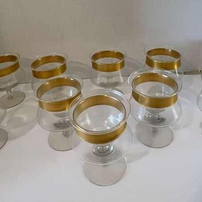 Dorothy Thorpe MCM Gold Rimmed Shrimp Cocktail Glasses