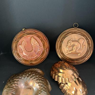 5 Vintage Copper Molds/wall Hangings