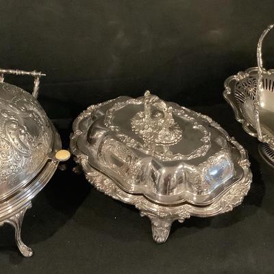 Set Of Three Silver Plate Servers