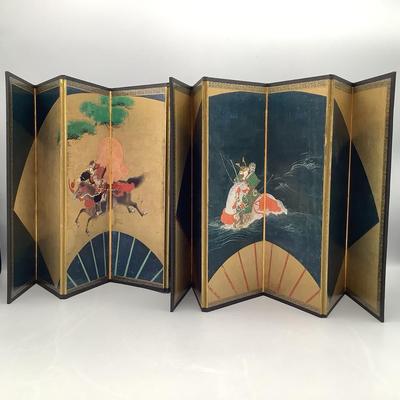 Two Tabletop Japanese Folding Screens - The Battle Of Ichinotani